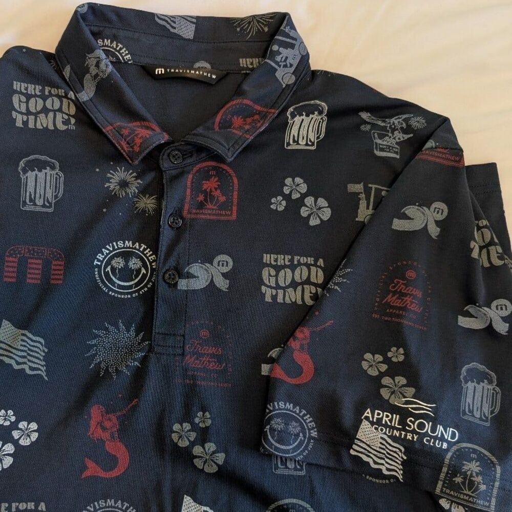 Travis Mathew Size XXL Julyin Total Eclipse April Sound County Club Golf Polo